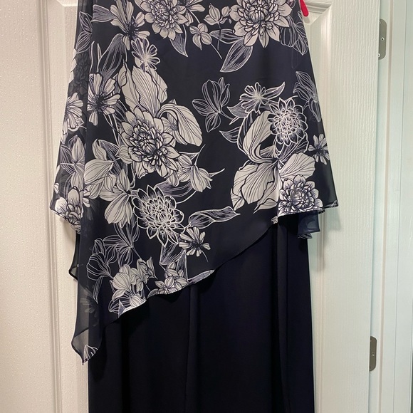 Connected Apparel Womens Navy Drapey Midi Formal Cocktail and Party Dress. - Picture 2 of 4